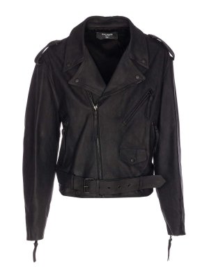 Balmain: casual jackets - Cowskin Biker Jacket