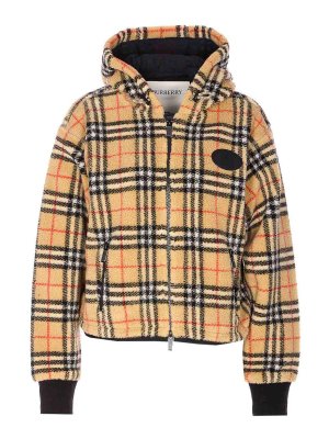 BURBERRY: casual jackets - Pile Check Cropped Jacket