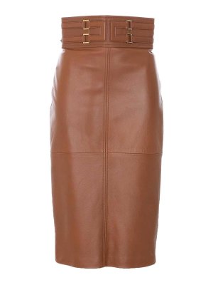 ELISABETTA FRANCHI: gonne di pelle - Gonna in pelle marrone