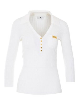 ELISABETTA FRANCHI: Top e canotte - Top bianco a maniche lunghe