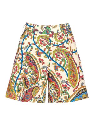 ETRO: Trousers Shorts - White Pritned Shorts