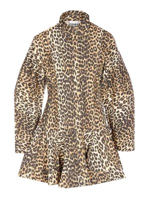 GANNI: ニーレングスドレス - 膝丈ドレス - ブラウン