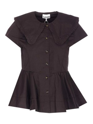 GANNI: shirts - Black Oxford Shirt