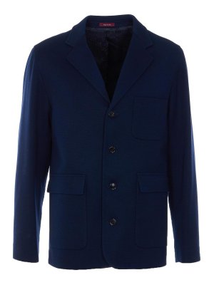 GUCCI: casual jackets - Blue Jacket With Frontal Buttons Closure