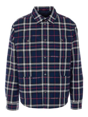 GUCCI: casual jackets - Blue Jacket With Frontal Buttons Closure