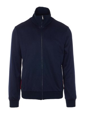 GUCCI: Turtlenecks & Polo necks - Blue Full Zip Jacket With Zip Closure