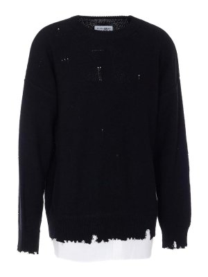MM6 MAISON MARGIELA: maglia collo rotondo - Maglione nero invecchiato