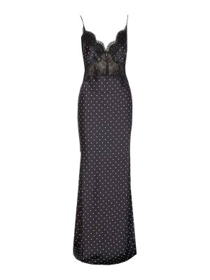 Self Portrait: knee length dresses - Polka Dot Satin Lace Dress