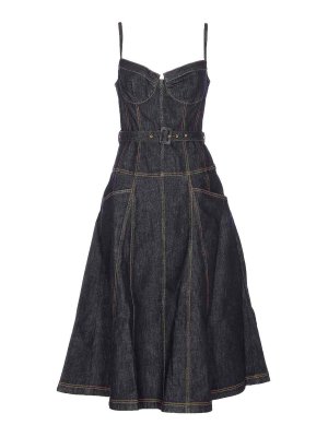 Self Portrait: flared jeans - Denim Flared Midi Dress