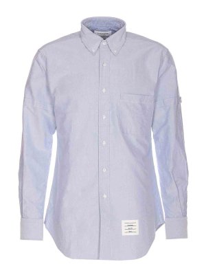 THOM BROWNE: shirts - Light Blue Classic Shirt With Frotnal Buttons