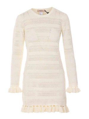 TWINSET: crew necks - White Knitted Dress