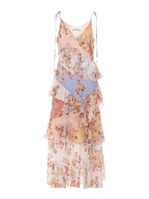 ZIMMERMANN: knee length dresses - Spiliced Print Awaen Frilled Dress