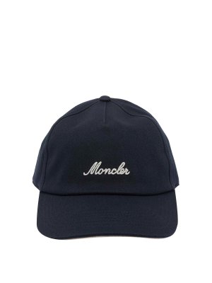 MONCLER: hats & caps - Blue Logo Baseball Cap