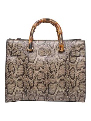 Liu Jo: shopper - Borsa tote con stampa pitone marrone con logo