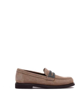 BRUNELLO CUCINELLI: Loafers & Slippers - Brown Suede Loafers