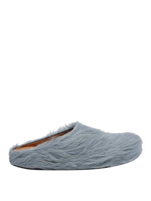 Marni: mules shoes - Light Blue Long Hair Fussbet Sabot