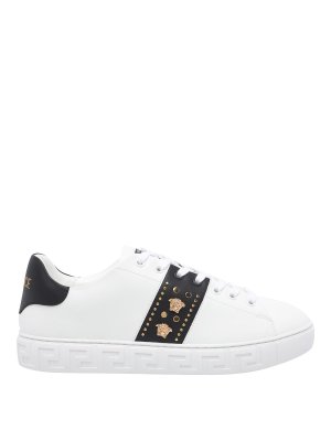 VERSACE: trainers - White And Black Medusa Sneakers