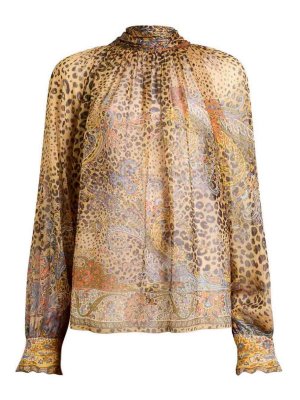 ETRO: bluse - Blusa In Seta Con Stampa Leopardata