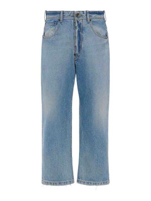 Maison Margiela: straight leg jeans - Blue Jeans With Raw-Cut Hem