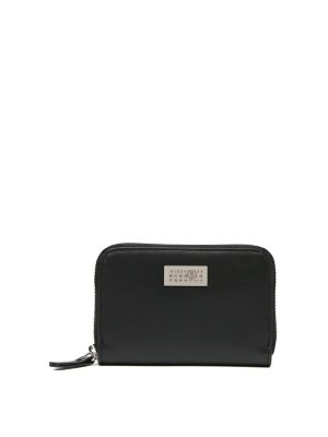 MM6 MAISON MARGIELA: wallets & purses - Black Wallet In Leather With Logo And Zip