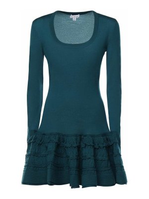 Alaïa: Knielange Kleider - Knielanges Kleid - Grün