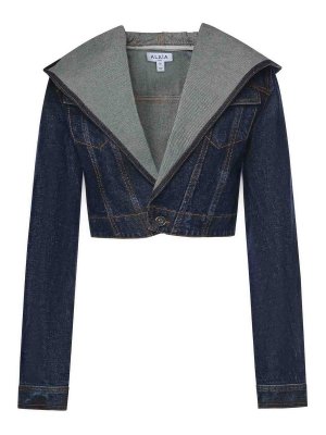 Alaïa: casual jackets - Cropped Denim Jacket With Hood