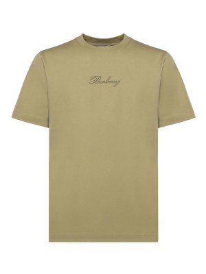 BURBERRY: t-shirts - Cotton T-Shirt With Cursive Check Logo