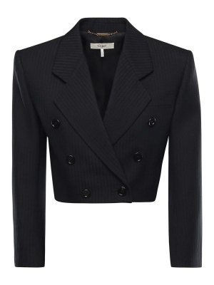 CHLOE': casual jackets - Short Striped Spencer Jacket