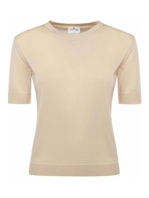 Courreges: Top e canotte - Top In Lana Con Logo