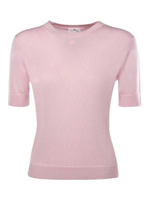 Courreges: Top e canotte - Top In Lana Con Logo