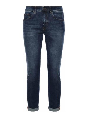 DONDUP: jeans dritti, a sigaretta - Jeans in denim con icona