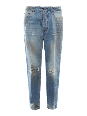 DSQUARED2: jeans dritti, a sigaretta - Jeans in denim di cotone