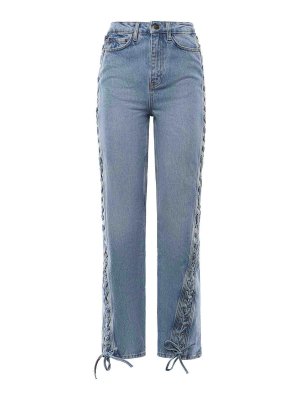 ROTATE Birger Christensen: jeans dritti, a sigaretta - Jeans in denim con pizzo intrecciato