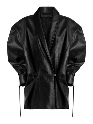 NINEMINUTES: leather jacket - Hammered Faux Leather Jacket