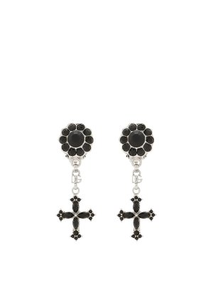 DOLCE & GABBANA: Earrings - Drop Earrings With Rhinestone Crosses