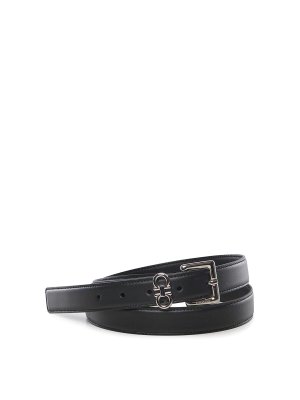 SALVATORE FERRAGAMO: belts - Leather Double Gancini Belt