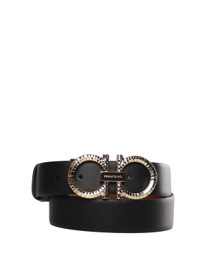 SALVATORE FERRAGAMO: belts - Hammered Leather Belt With Gancini Buckle