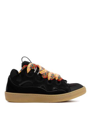 LANVIN: trainers - Leather Curb Sneakers
