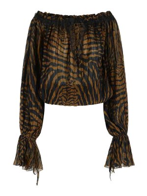 BLUMARINE: bluse - Blusa in viscosa marrone