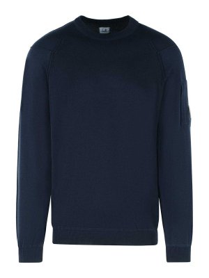 C.P. COMPANY: crew necks - Blue Cotton Sweater
