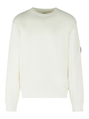 C.P. COMPANY: Sweatshirts & Sweaters - White Cotton Sweatshirt