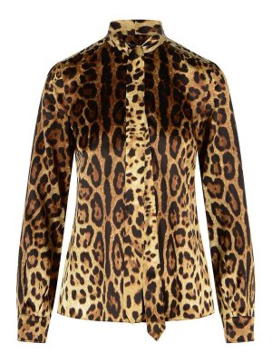 DOLCE & GABBANA: camicie - Camicia in seta con stampa leopardata