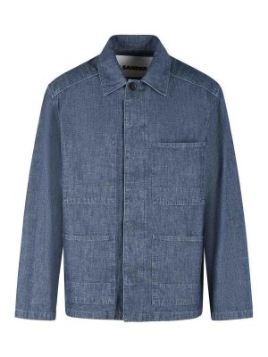 JIL SANDER: casual jackets - Blue Cotton Jacket