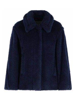 Max Mara: knee length coats - Mxmfuggito Blue Alpaca And Wool Jacket