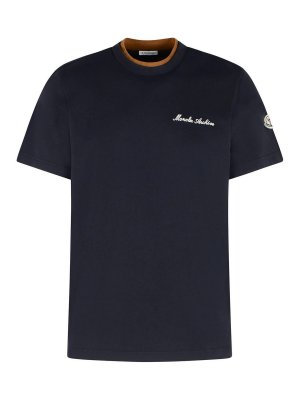 MONCLER: T-shirts - T-Shirt - Bleu Foncé