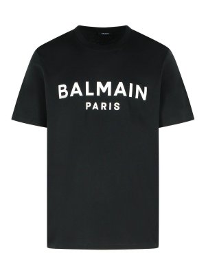 Balmain: t-shirts - Black Cotton T-Shirt