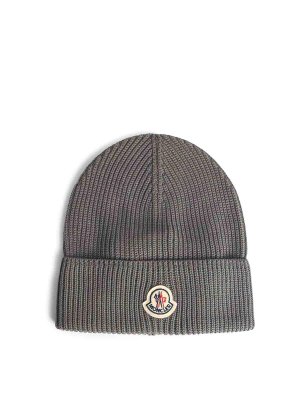 MONCLER: beanies - Tricot Grey Cotton Beanie