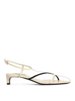 JIL SANDER: sandals - Cage Chalk White Leather Sandals