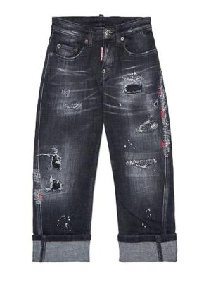 DSQUARED2: jeans dritti, a sigaretta - Jeans Con Effetto Vissuto