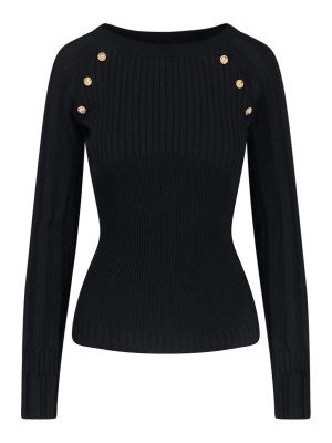 Balmain: Pull col rond - Pull Col Rond - Noir
